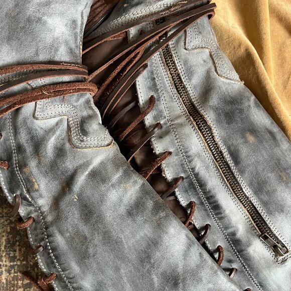 Freebird COAL Gray Lace-Up Back Knee High Boots Leather Size 8 - Picture 11 of 12